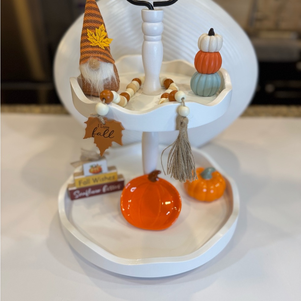 The Perfect Two-Tier White Wooden Tray For Decorations, Food Entertaining NWT - Picture 9 of 11